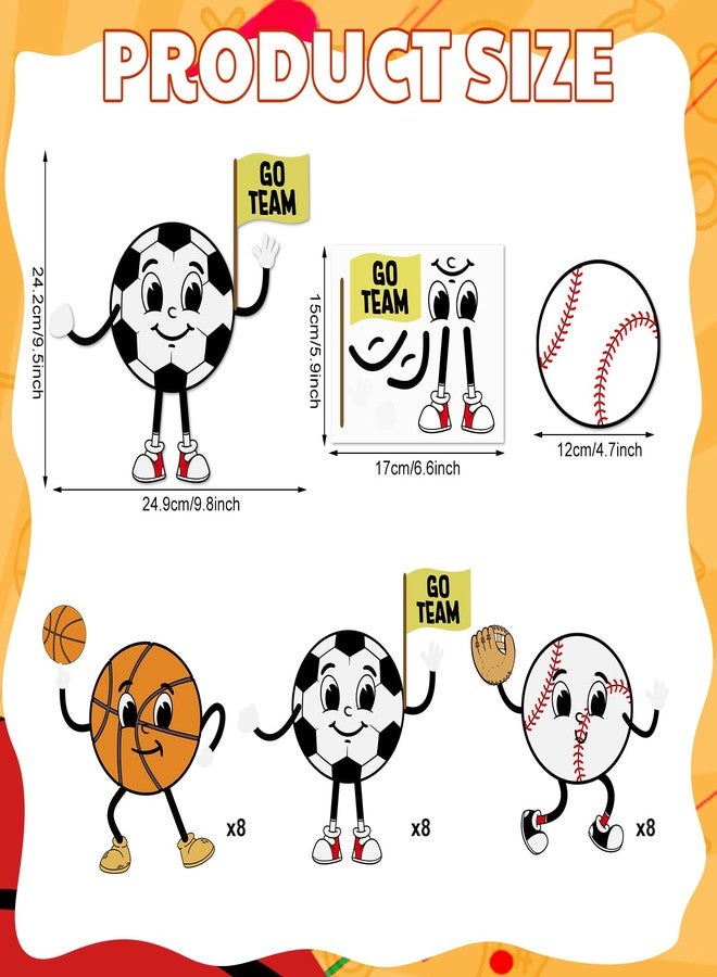 Glenmal 24 Pcs Team Sports Craft Kit Soccer Football Basketball Cutouts Crafts Sports Theme Stickers and Crafts for Baseball Party Favors Birthday Party Supplies Sunday School Activities - Image 2